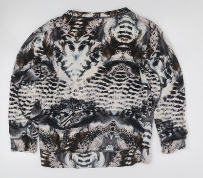 Zara W&B Collection Women's Beige Animal Print Cotton Pullover Sweatshirt Size M