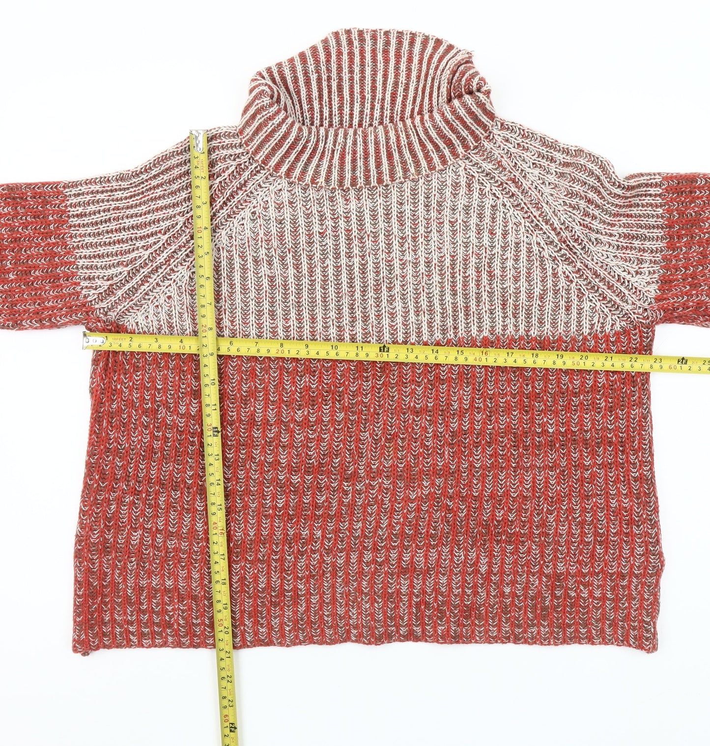 Universal Traveller Women's Red Roll Neck Chunky Knit Jumper M