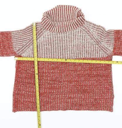 Universal Traveller Women's Red Roll Neck Chunky Knit Jumper M