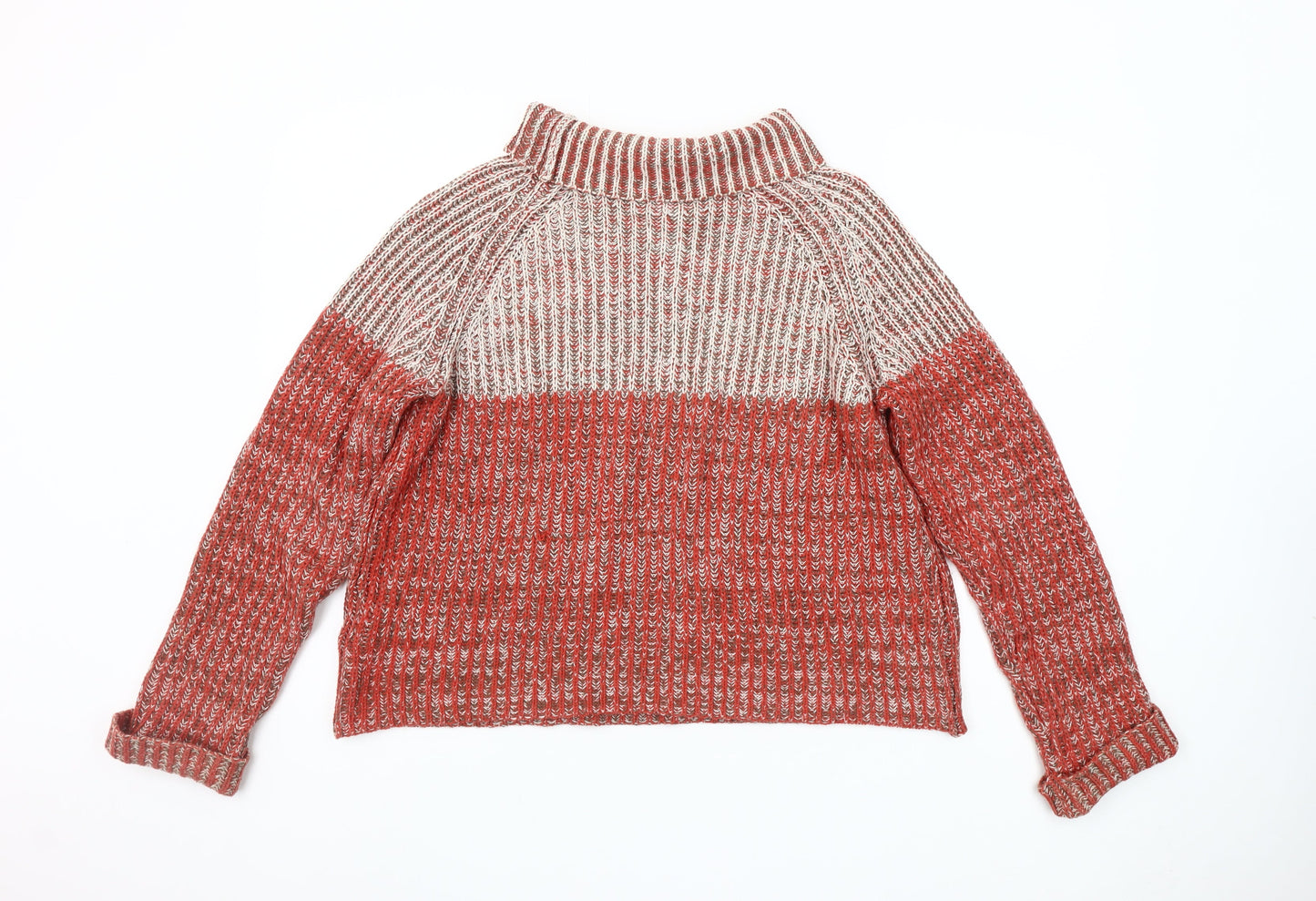 Universal Traveller Women's Red Roll Neck Chunky Knit Jumper M