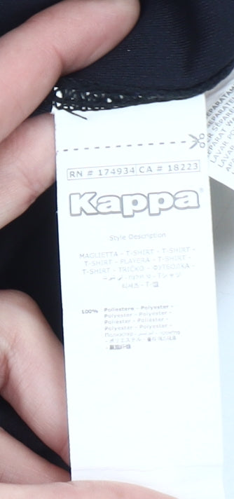 Kappa Womens XS Black Sports Jersey T-Shirt Athletic Fit