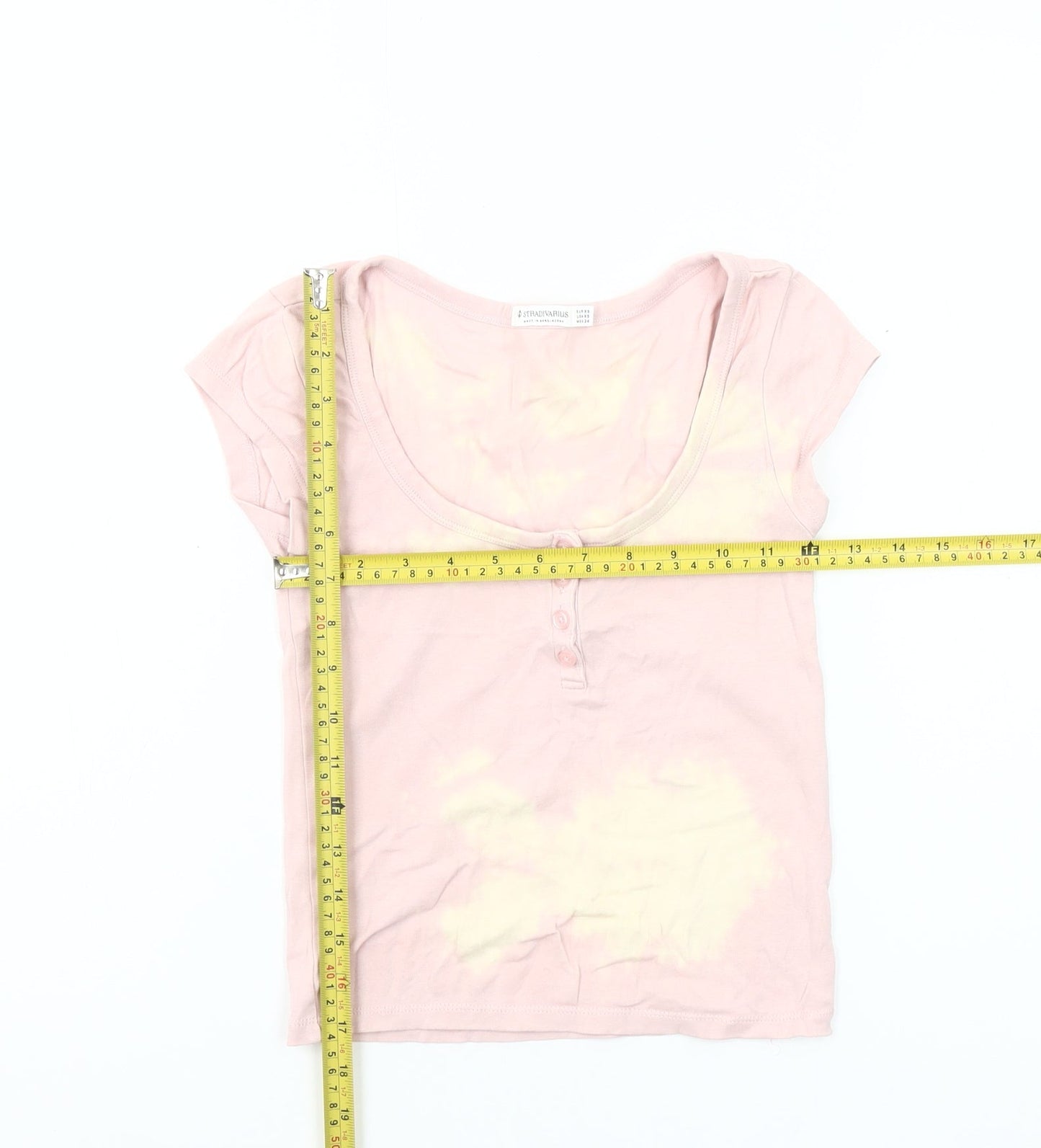 Stradivarius Women’s Pink Scoop Neck Short Sleeve Cotton T-Shirt XS