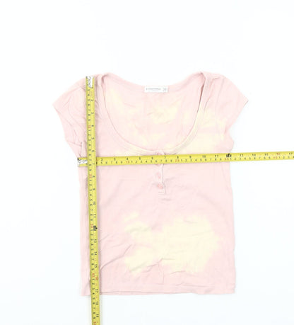 Stradivarius Women’s Pink Scoop Neck Short Sleeve Cotton T-Shirt XS