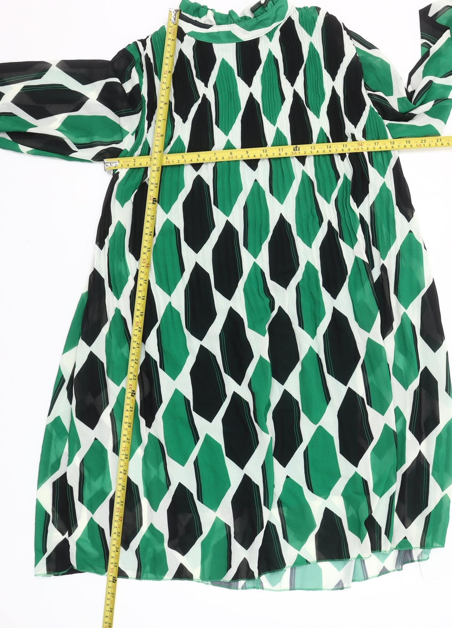Pronto Moda K&S Women Green Geometric Shift Dress One Size