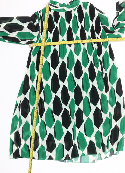 Pronto Moda K&S Women Green Geometric Shift Dress One Size