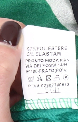 Pronto Moda K&S Women Green Geometric Shift Dress One Size