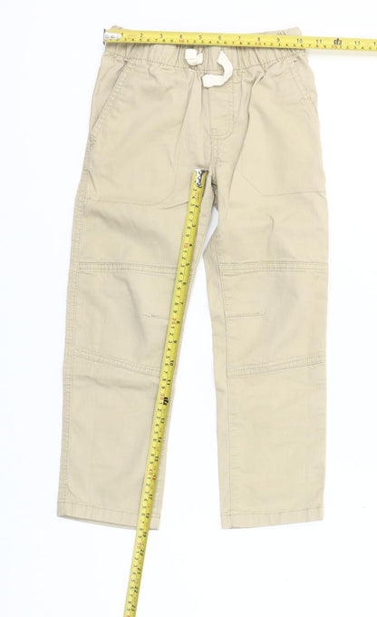 Cat & Jack Boys Beige Cotton Stretch Chino Trousers Size S Elastic Waist