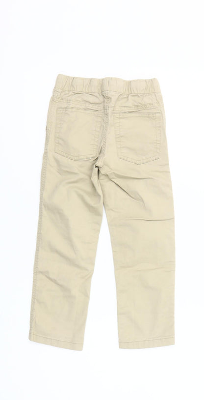 Cat & Jack Boys Beige Cotton Stretch Chino Trousers Size S Elastic Waist