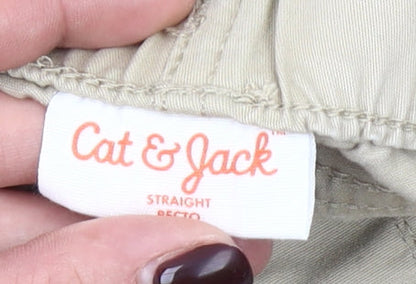 Cat & Jack Boys Beige Cotton Stretch Chino Trousers Size S Elastic Waist
