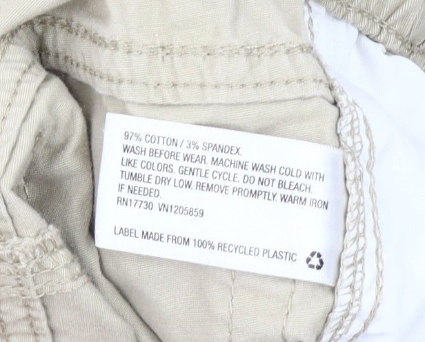 Cat & Jack Boys Beige Cotton Stretch Chino Trousers Size S Elastic Waist