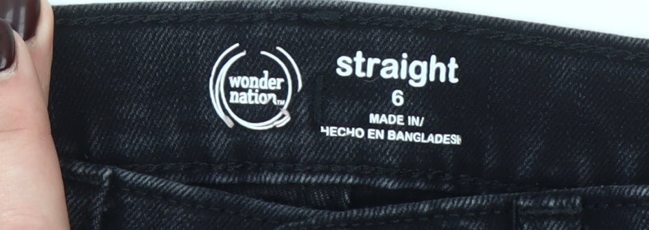 Wonder Nation Girls Black Straight Jeans Size 6 Years Stretch Denim
