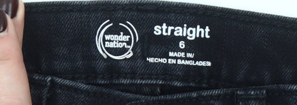 Wonder Nation Girls Black Straight Jeans Size 6 Years Stretch Denim