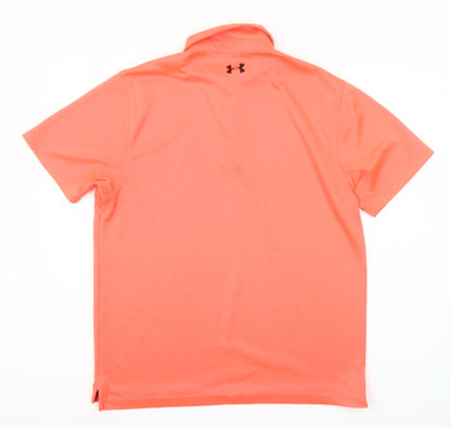 Under Armour Men's Orange Polyester Golf Polo Shirt Size L