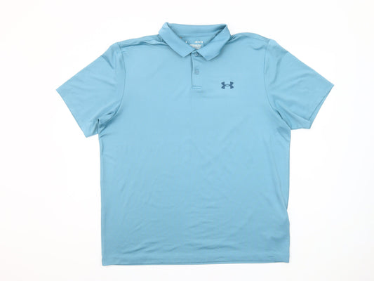 Under Armour Men's Blue Performance Polo Shirt Size L Moisture Wicking