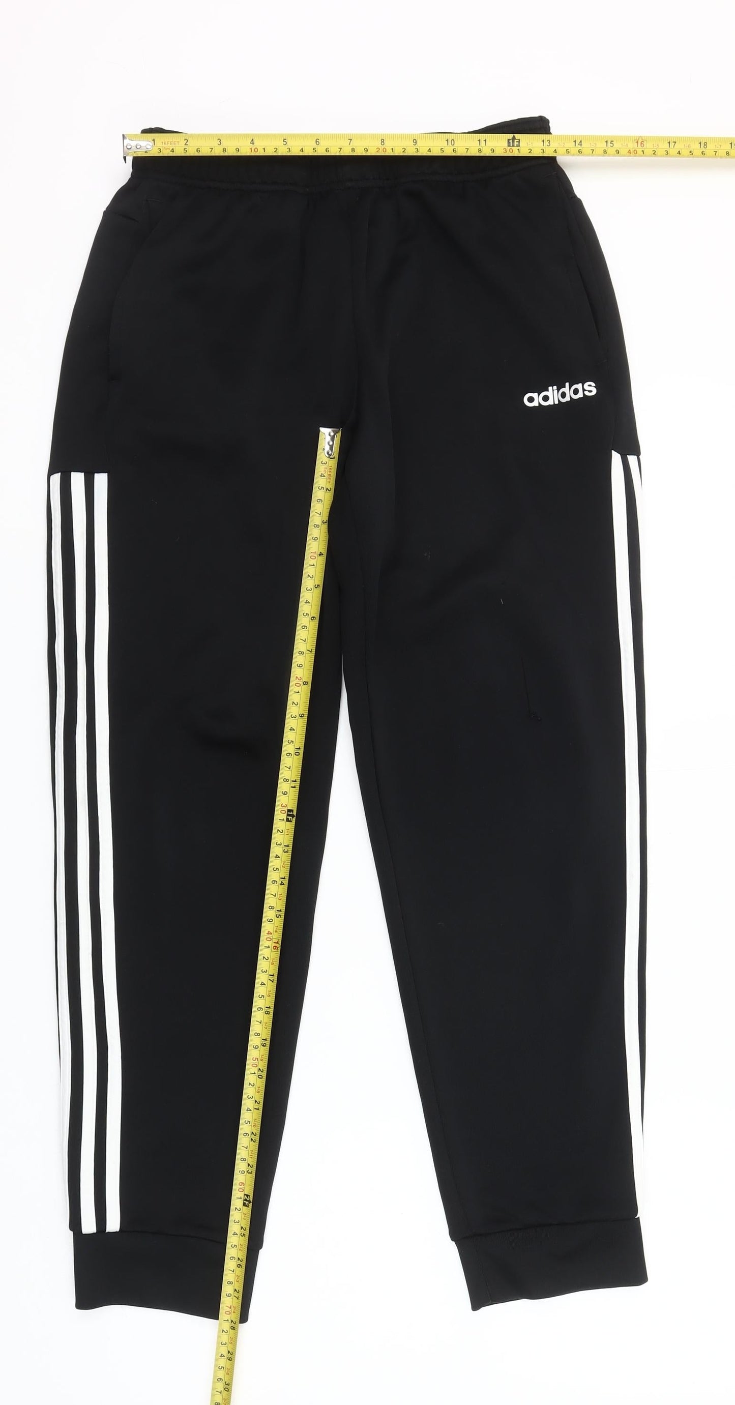 Adidas Men's Black Jogger Trousers Size M Tapered Fit