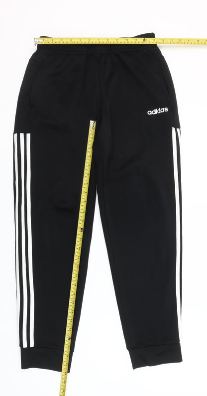 Adidas Men's Black Jogger Trousers Size M Tapered Fit
