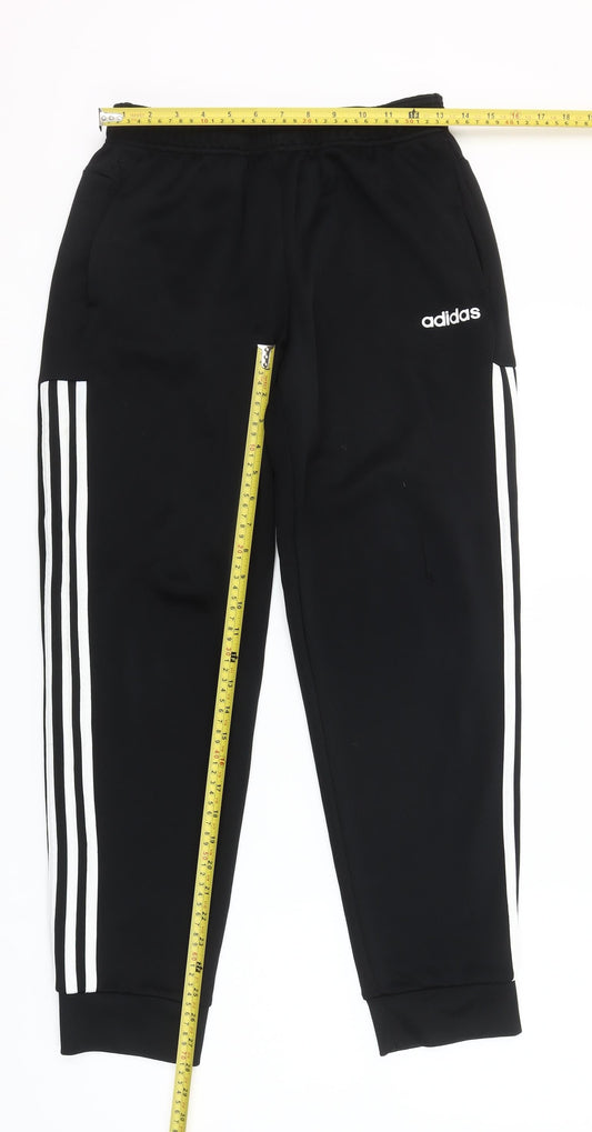 Adidas Men's Black Jogger Trousers Size M Tapered Fit