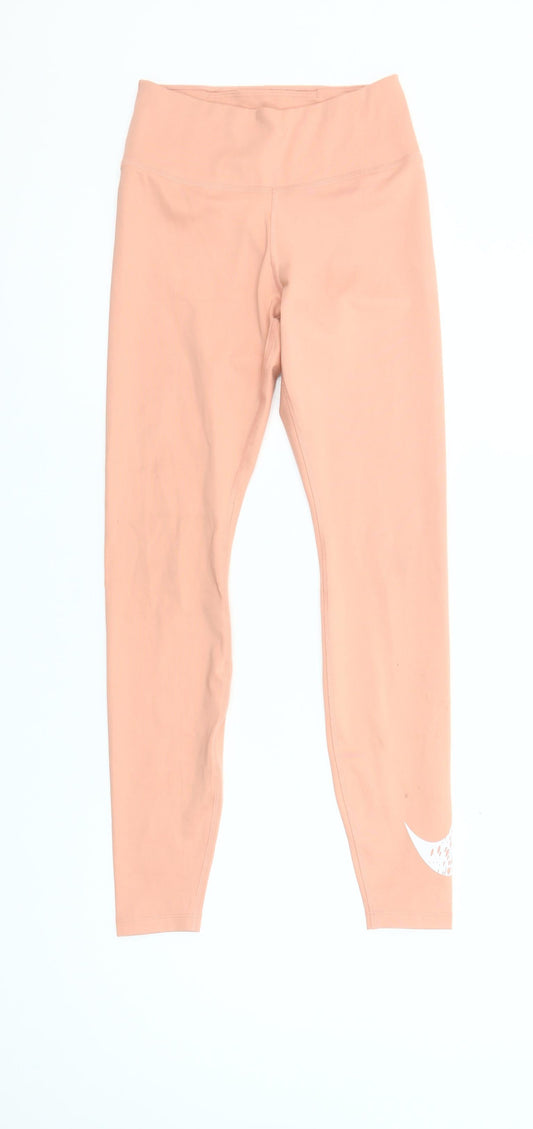 Nike Womens Peach Dri-FIT Leggings XS Slim Fit Activewear