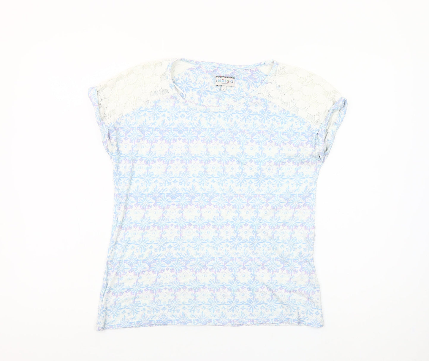 Marks and Spencer Women’s Blue Lace Shoulder T-Shirt UK 10