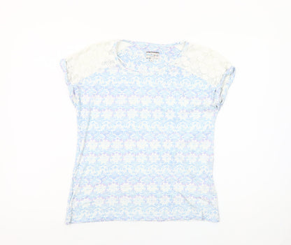 Marks and Spencer Women’s Blue Lace Shoulder T-Shirt UK 10