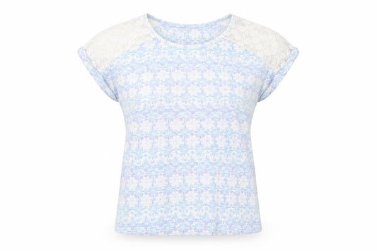 Marks and Spencer Women’s Blue Lace Shoulder T-Shirt UK 10