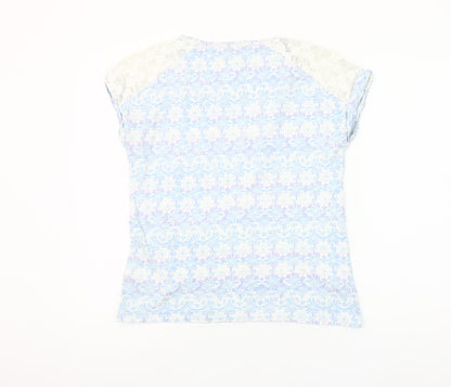 Marks and Spencer Women’s Blue Lace Shoulder T-Shirt UK 10