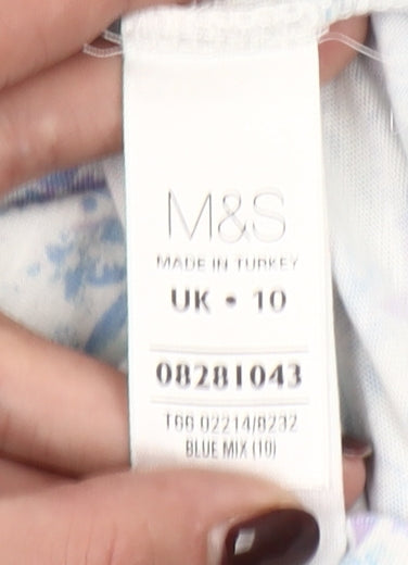 Marks and Spencer Women’s Blue Lace Shoulder T-Shirt UK 10