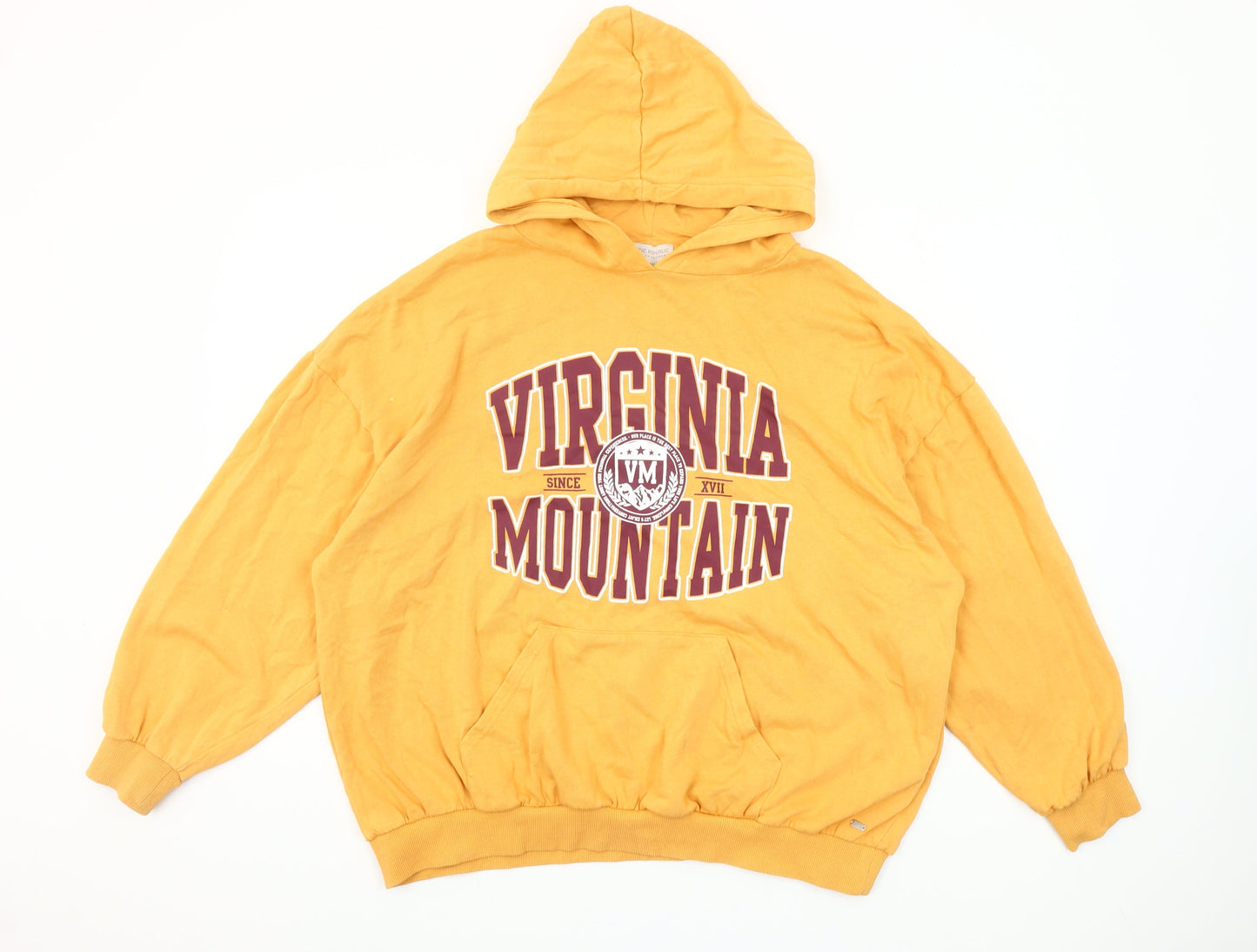 Pull&Bear Teen Yellow Hoodie Virginia Mountain Graphic Size M