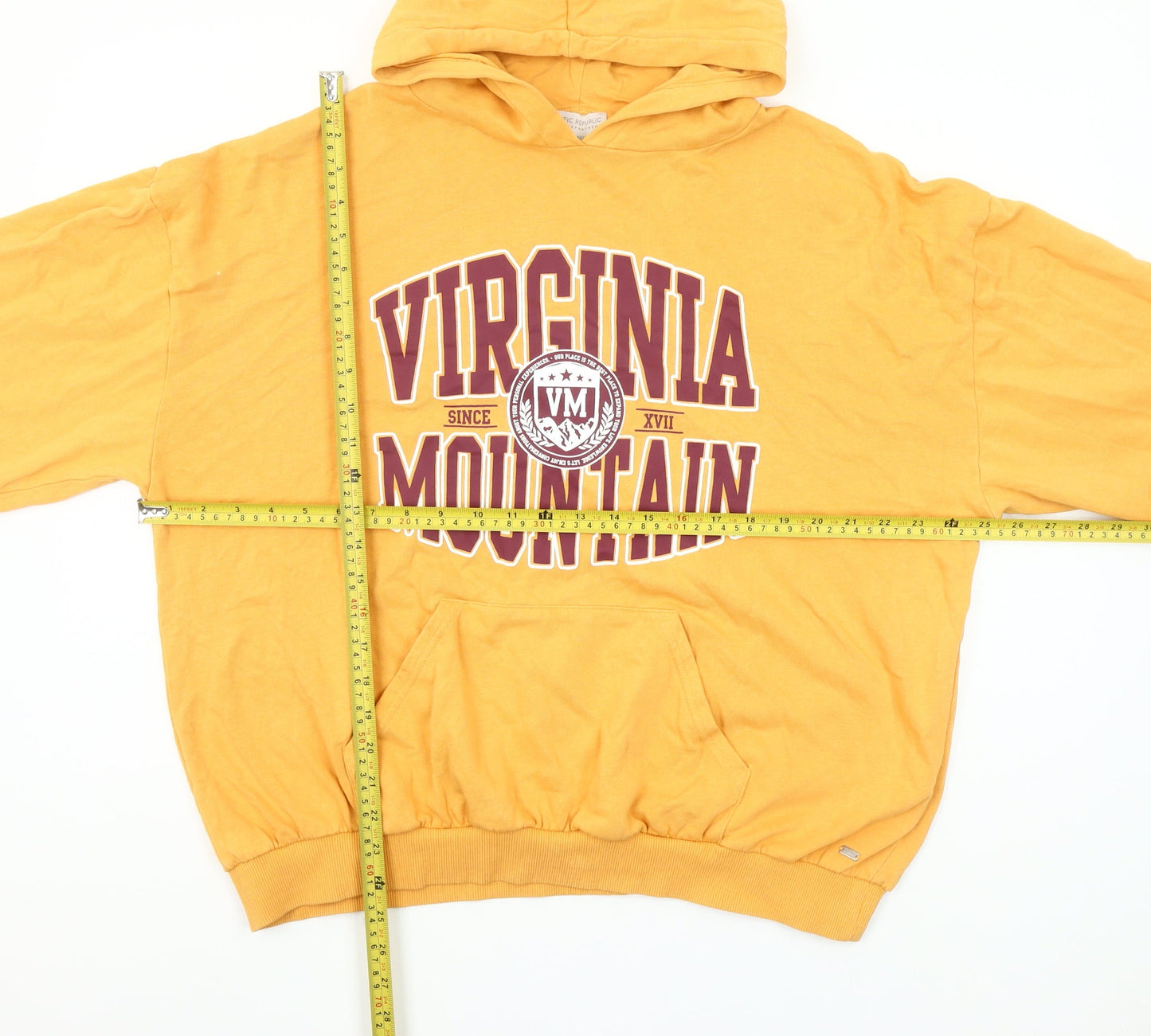 Pull&Bear Teen Yellow Hoodie Virginia Mountain Graphic Size M