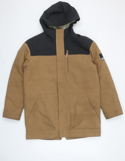 Jack Wolfskin Boys Brown Hooded Parka Coat 13-14 Years Water Repellent
