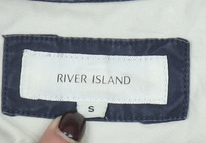 River Island Men's Blue Short Sleeve Button-Down Cotton Shirt Size S