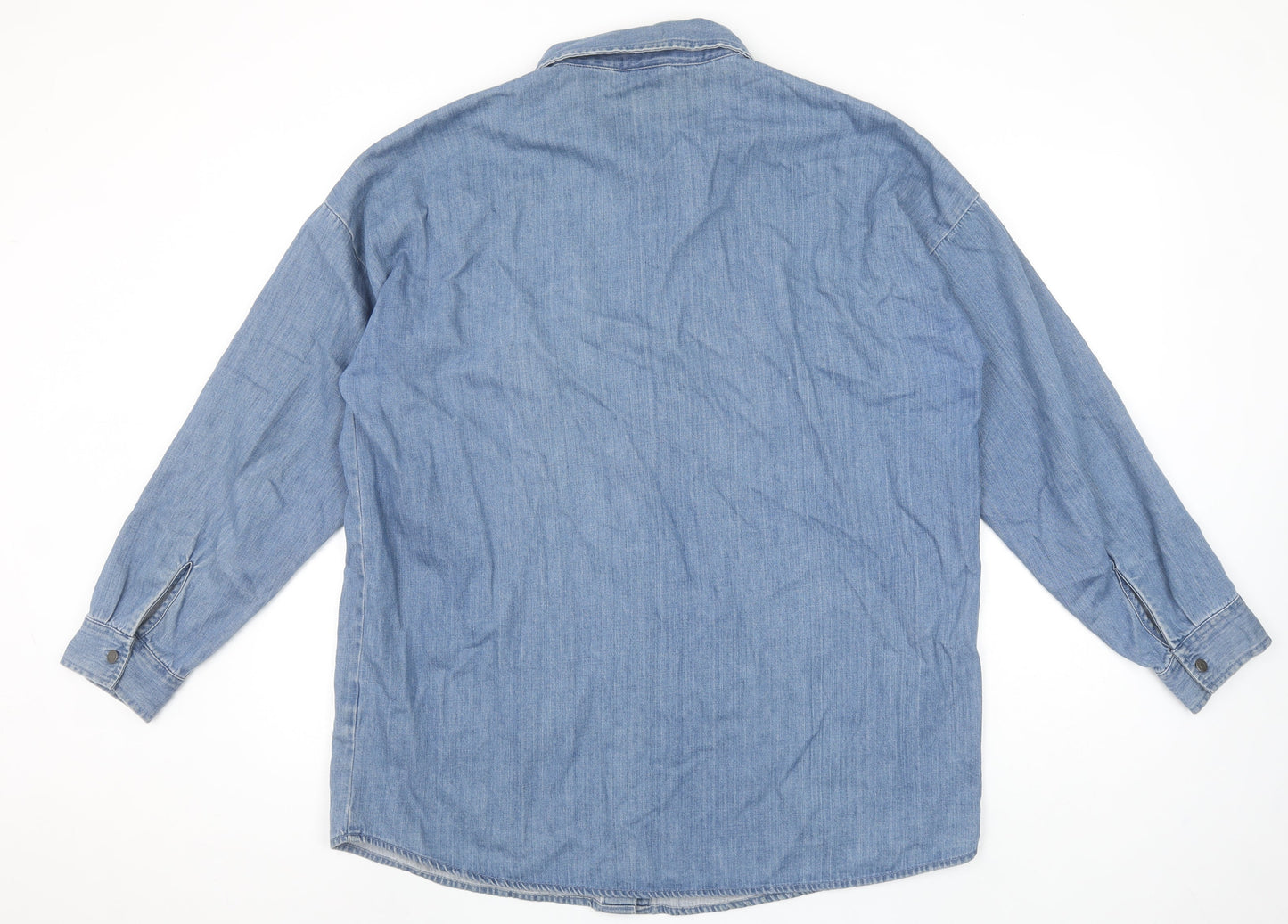 Noisy May Women Blue Denim Button-Up Shirt Long Sleeve Size L