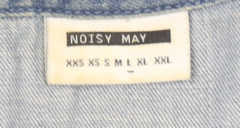 Noisy May Women Blue Denim Button-Up Shirt Long Sleeve Size L