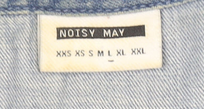 Noisy May Women Blue Denim Button-Up Shirt Long Sleeve Size L
