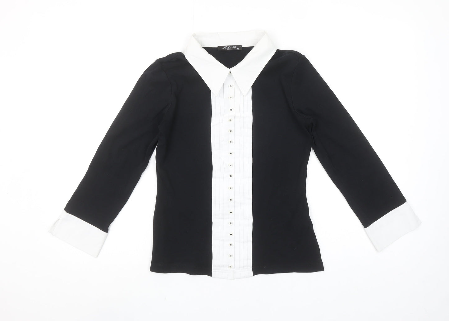 Sophie B Women’s Black & White Cotton Button-Up Shirt Size 10