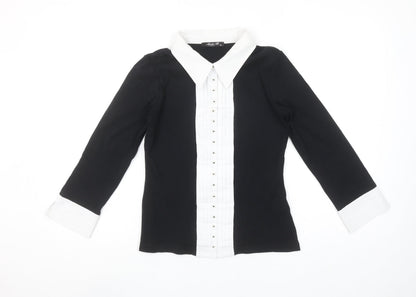 Sophie B Women’s Black & White Cotton Button-Up Shirt Size 10