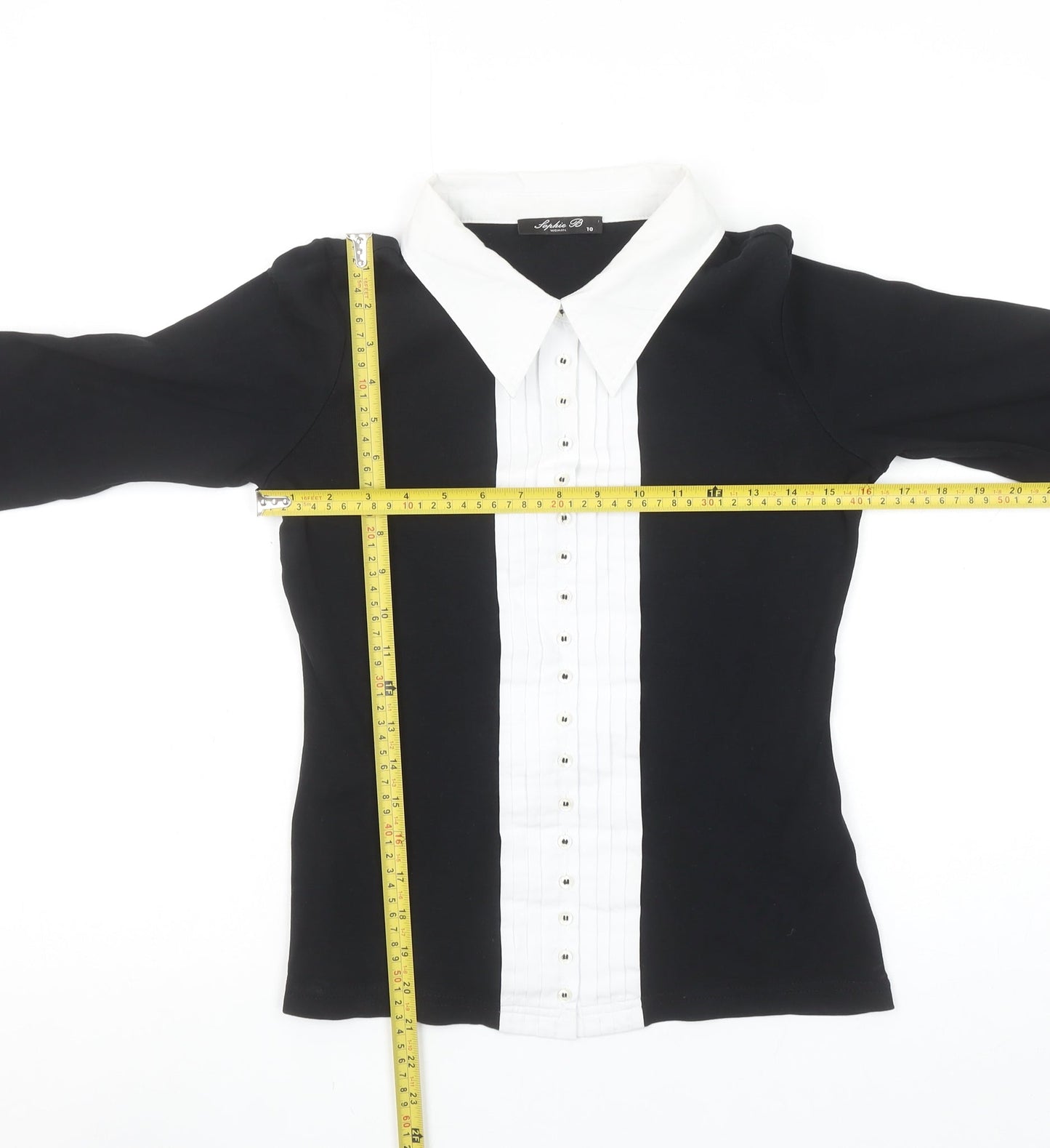 Sophie B Women’s Black & White Cotton Button-Up Shirt Size 10