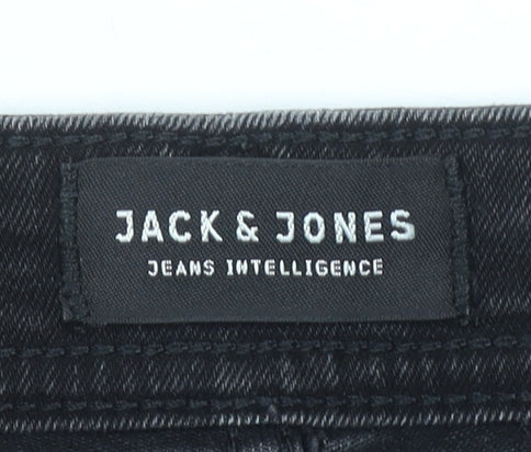 Jack & Jones Men's Black Distressed Skinny Jeans Size 32W 34L