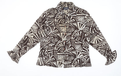 Saloos Women’s Brown Abstract Sequin Blouse Size 18 Long Sleeve