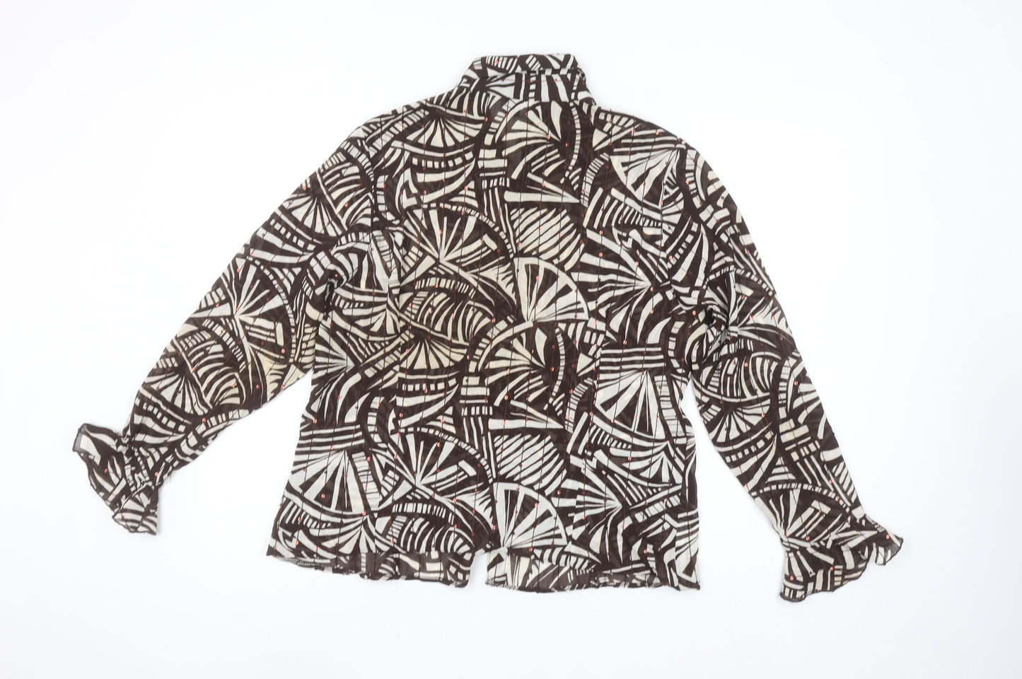 Saloos Women’s Brown Abstract Sequin Blouse Size 18 Long Sleeve