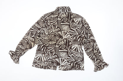 Saloos Women’s Brown Abstract Sequin Blouse Size 18 Long Sleeve