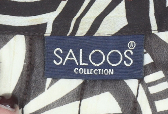 Saloos Women’s Brown Abstract Sequin Blouse Size 18 Long Sleeve
