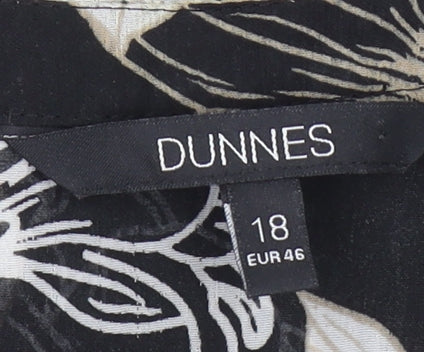 Dunnes Women’s Black Floral Chiffon Ruffle Blouse Size 18