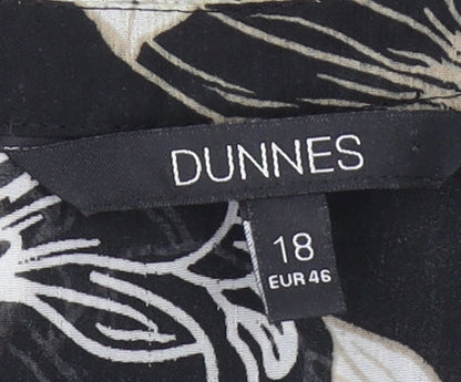 Dunnes Women’s Black Floral Chiffon Ruffle Blouse Size 18