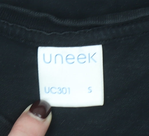 Uneek Men’s Black Cotton Funny Sports Graphic T-Shirt Size S