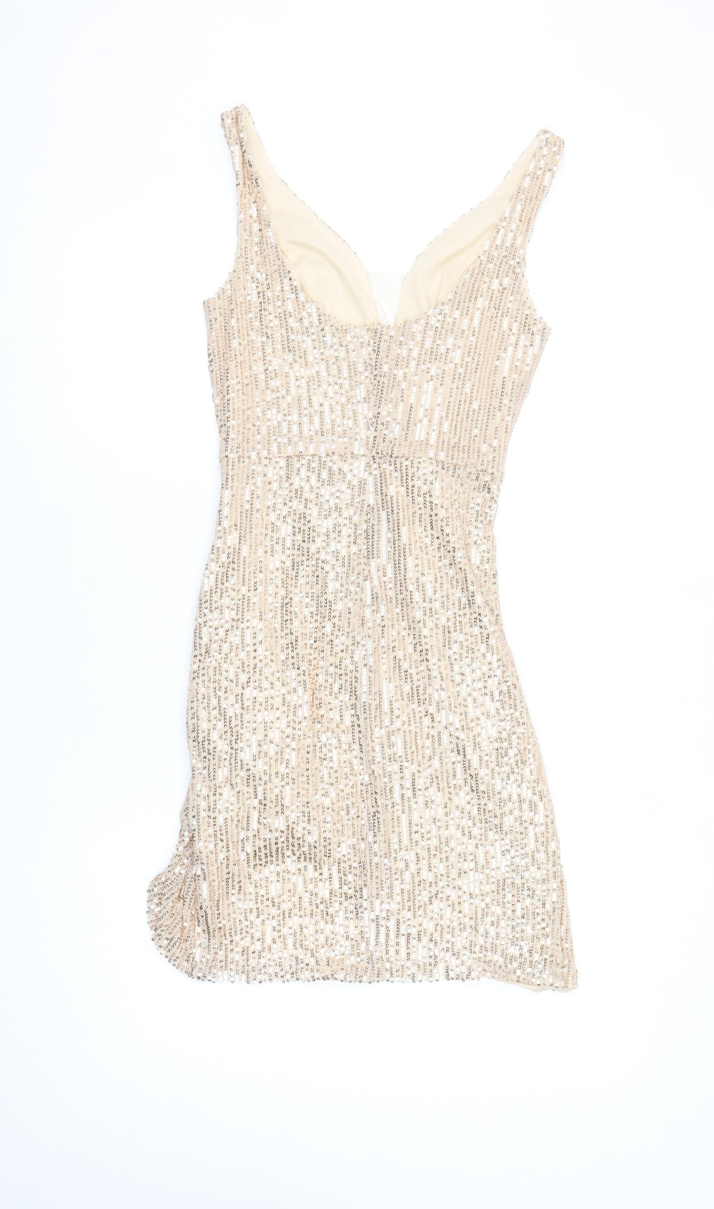 Grace Karin Women's Beige Sequin Bodycon Short Dress Size S