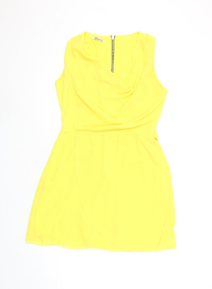 Wal G Women's Yellow Sleeveless Wrap Short Dress Size S