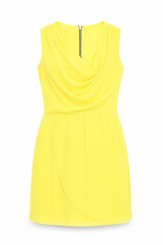 Wal G Women's Yellow Sleeveless Wrap Short Dress Size S