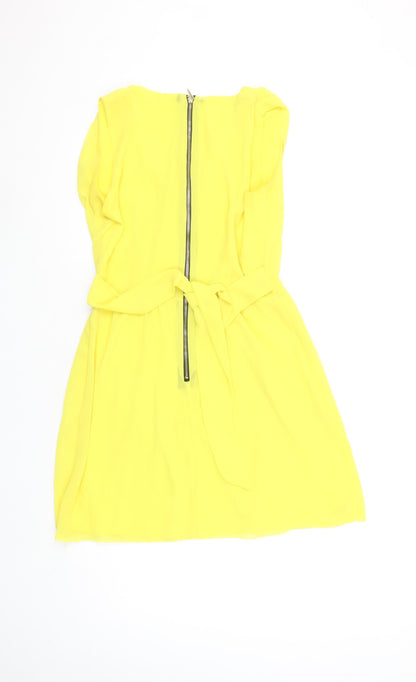 Wal G Women's Yellow Sleeveless Wrap Short Dress Size S