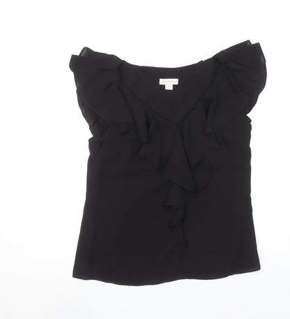 Monsoon Women's Black Ruffle Chiffon Sleeveless Blouse Size 10